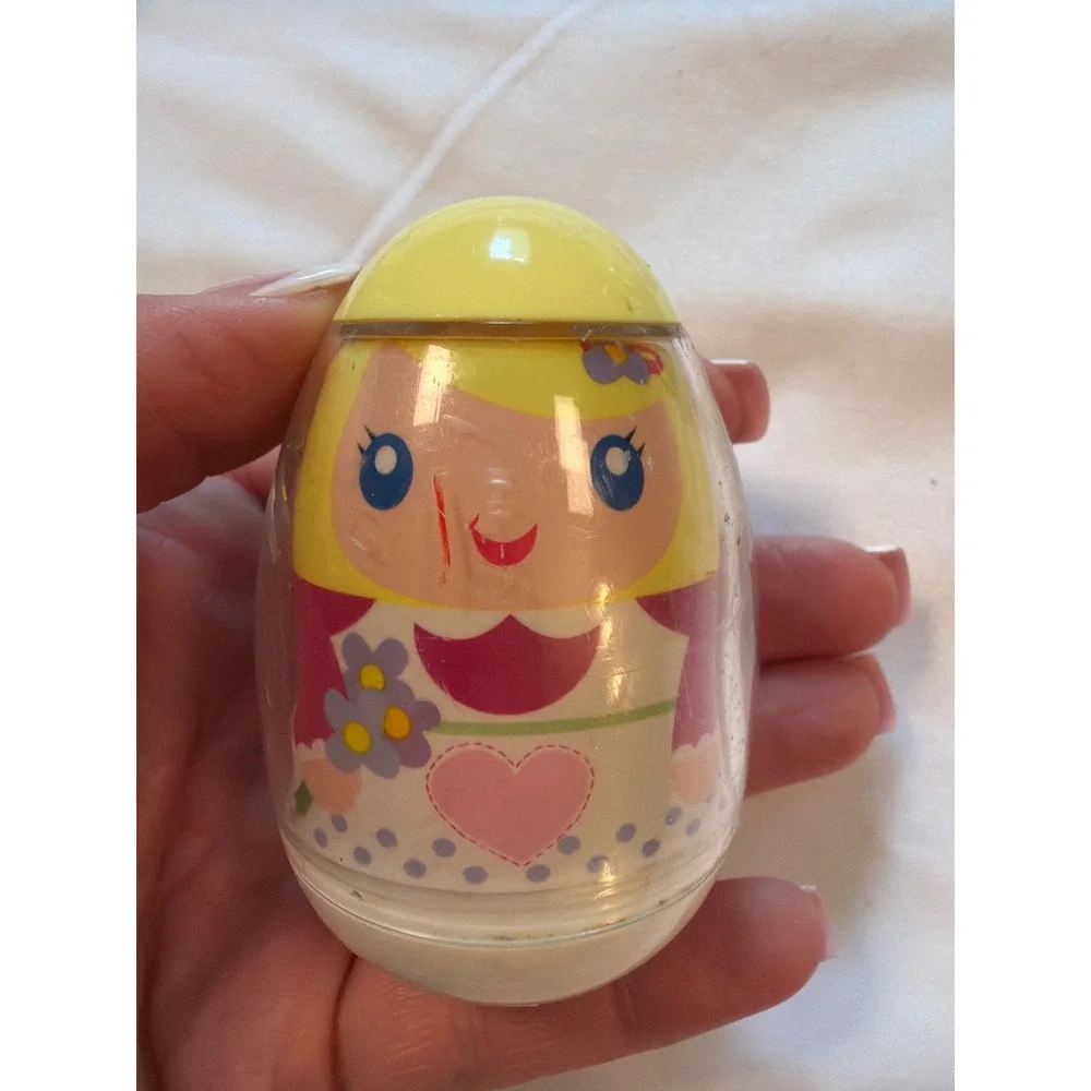 Set of 4 Roly Poly Wobble Egg Toys Astronaut Police Construction Girl Figures